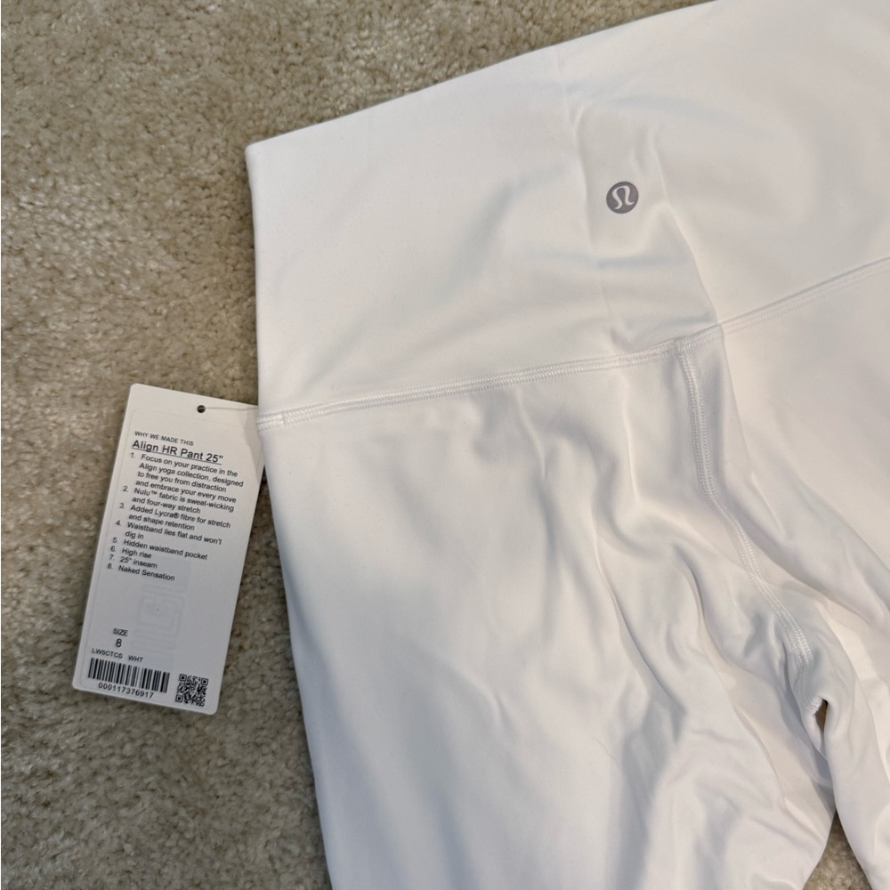 NWT Lululemon Align HR Pant 25” Size 8 white - Picture 2 of 4